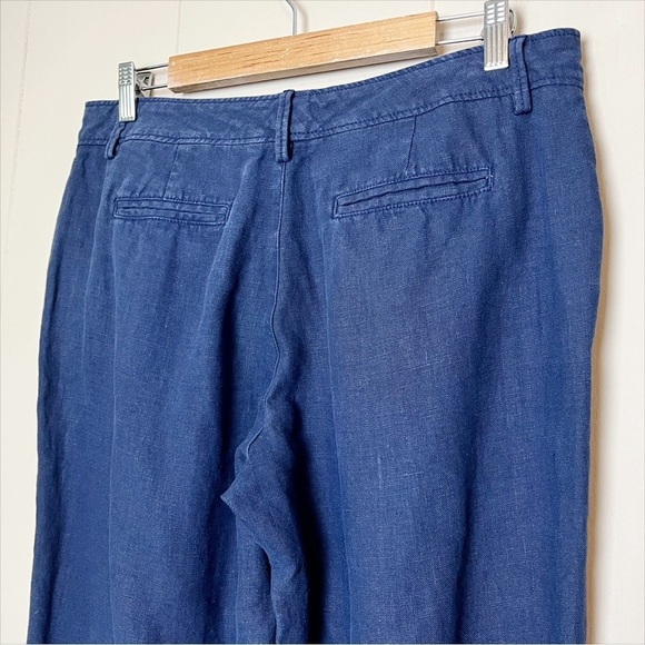 Lilly Pulitzer 100% Linen Straight Leg Pants 8 navy blue casual full length - Picture 4 of 12